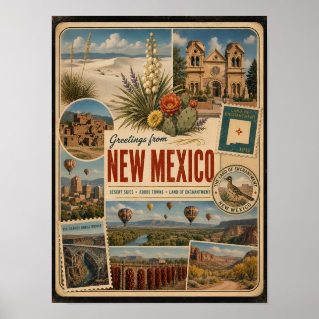 New Mexico Authentischer Vintage-Stil Poster (Vorne)