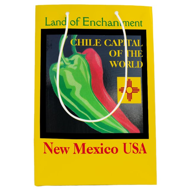 New Mexico Chile Land der Verzauberung Rot oder Gr Mittlere Geschenktüte (Vorderseite)