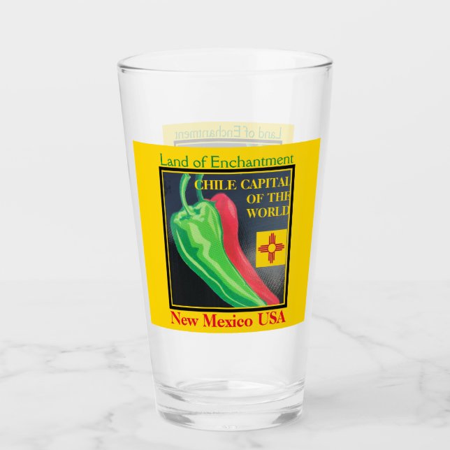 New Mexico Chile Land der Verzauberung Tea Beer Glas (Vorderseite)