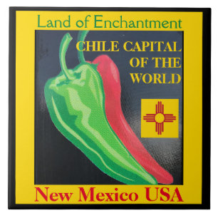 New Mexico Chile Land of Enchantment Rot oder Grün Fliese