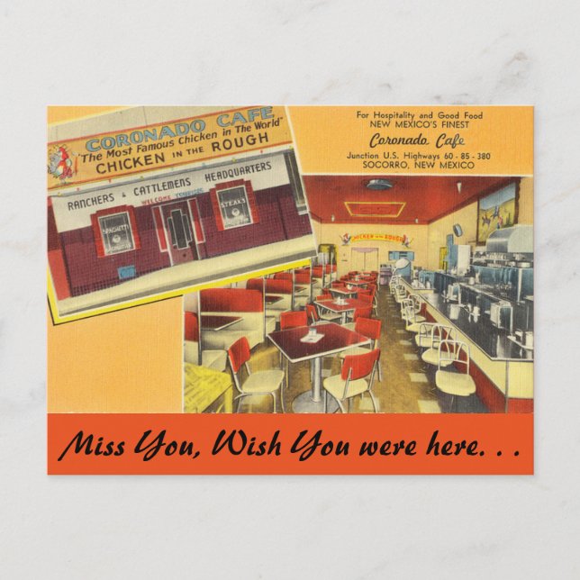 New Mexico, Coronado Café, Socorro Postkarte (Vorderseite)