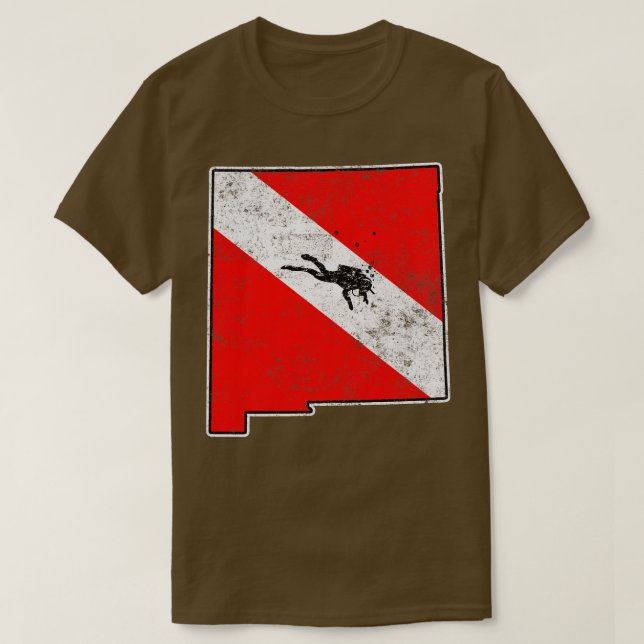 New Mexico Dive Flag Scuba Diving Staat Karte Tauc T-Shirt (Design vorne)