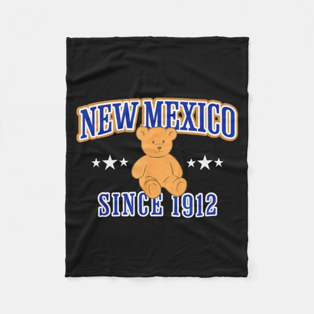 New Mexico Est. 1912, Nm Usa Patriotic Teddy Bear  Fleecedecke (Vorderseite)