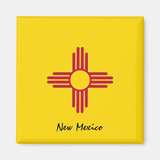New Mexico Fahne & New Mexico, USA Urlaub/Sport Magnet (Vorne)
