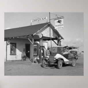 New Mexico Filling Station, 1936. Vintages Foto Poster