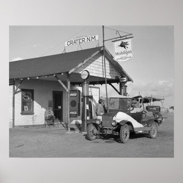 New Mexico Filling Station, 1936. Vintages Foto Poster (Vorne)