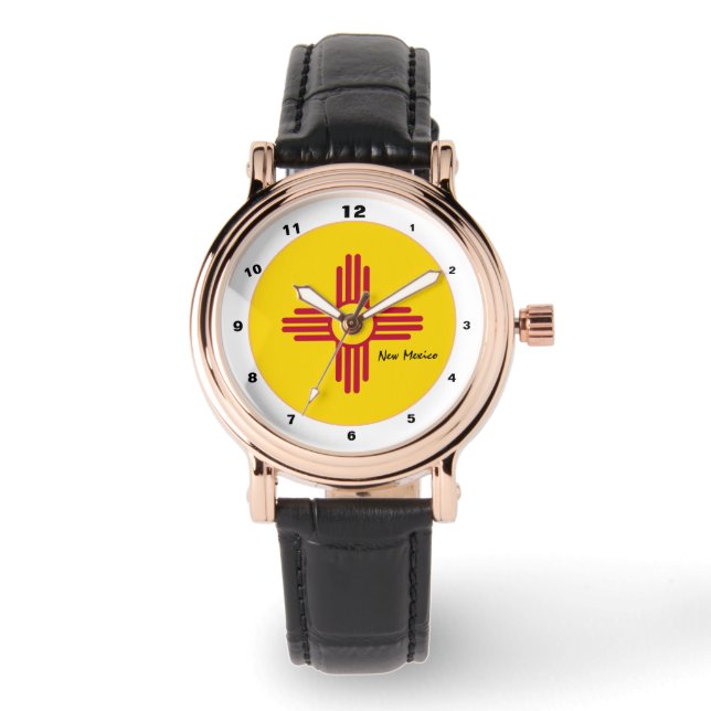 New Mexico Flag & New Mexico Fashion USA /design Armbanduhr (Vorderseite)