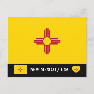 New Mexico Flag & New Mexico Staat USA/Amerika Postkarte