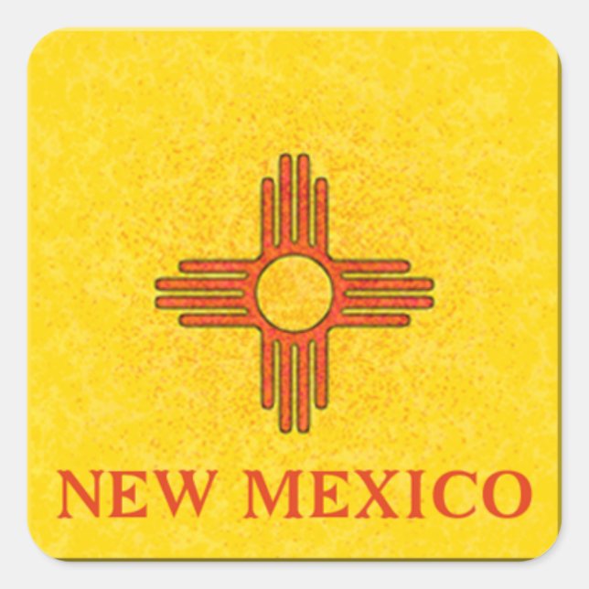 NEW MEXICO FLAG QUADRATISCHER AUFKLEBER (Vorderseite)