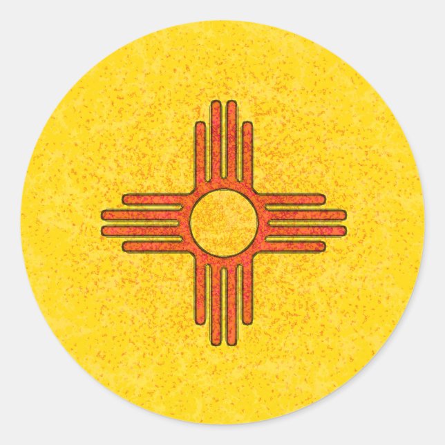 NEW MEXICO FLAG RUNDER AUFKLEBER (Vorderseite)