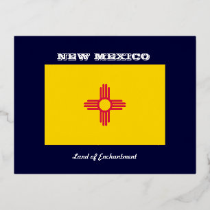 NEW MEXICO FLAG UND SLOGAN FOLIEN FEIERTAGSPOSTKARTE
