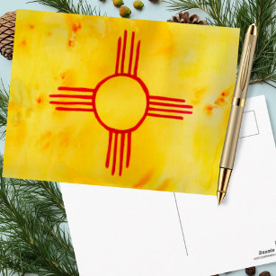 New Mexico Flag Wasserfarbe Kunst Postkarte