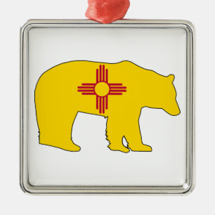 New Mexico Flaggenbär Ornament Aus Metall