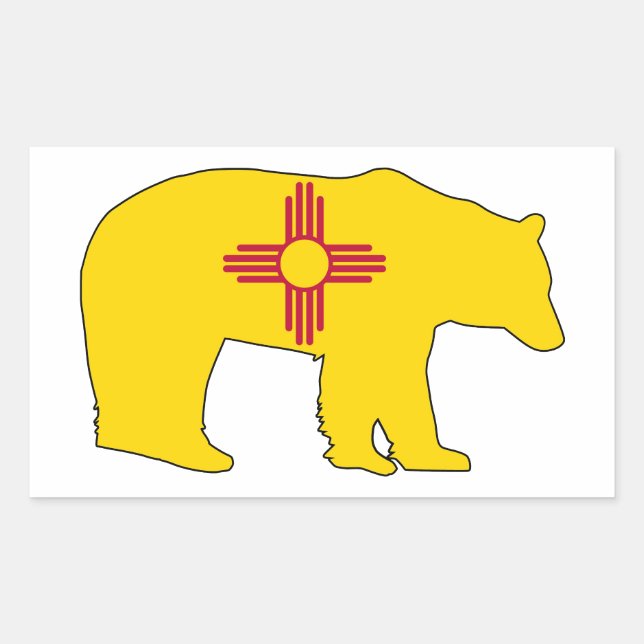 New Mexico Flaggenbär Rechteckiger Aufkleber (Vorderseite)