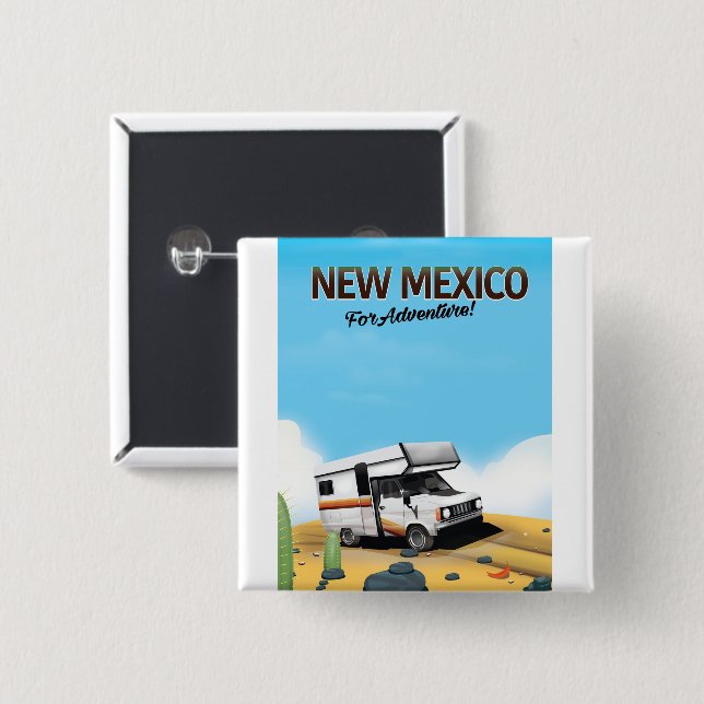 New Mexico "Für Abenteuer" Reiseposter Button (Vorne & Hinten)