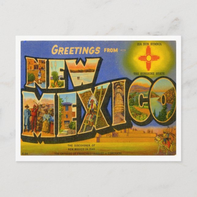 New Mexico Gruß von US-Staaten Postkarte (Vorderseite)