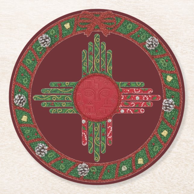 New Mexico Holiday  Runder Pappuntersetzer (Vorderseite)