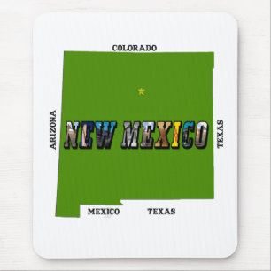 New Mexico Kartenumriss Foto Text Mousepad