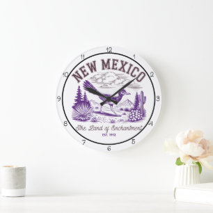 New Mexico Land of Enchantment Roadrunner Große Wanduhr