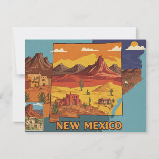 New Mexico Landschaftskunst | Illustrierte Staat K Postkarte