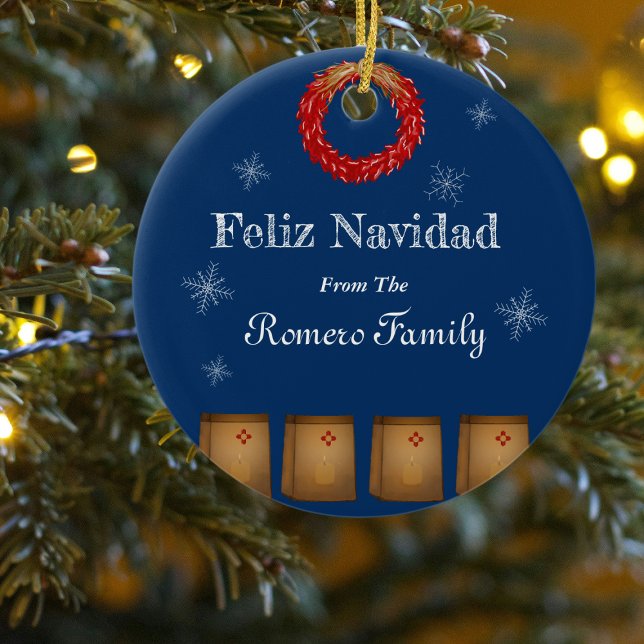 New Mexico luminaria farolito Zia Schnee Keramik Ornament (Von Creator hochgeladen)