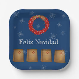 New Mexico Luminarias Farolitos Zia Roter Chile Pappteller