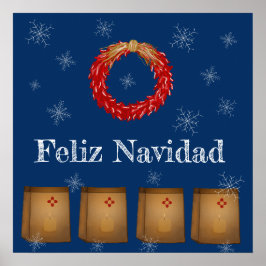 New Mexico Luminarias Farolitos Zia Roter Chile Poster