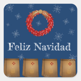 New Mexico Luminarias Farolitos Zia Roter Chile Quadratischer Aufkleber