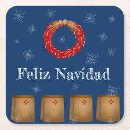 New Mexico Luminarias Farolitos Zia Roter Chile Rechteckiger Pappuntersetzer