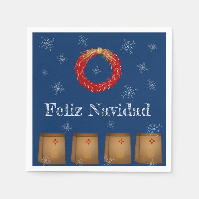 New Mexico Luminarias Farolitos Zia Roter Chile Serviette (Vorderseite)