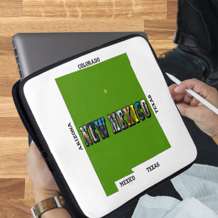 New Mexico Map Kontur Foto Text Laptopschutzhülle