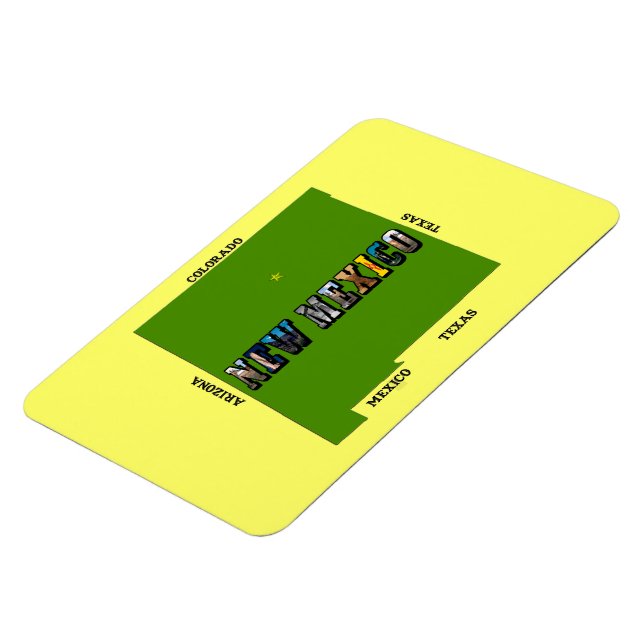 New Mexico Map Kontur Foto Text Magnet (Linke Seite)