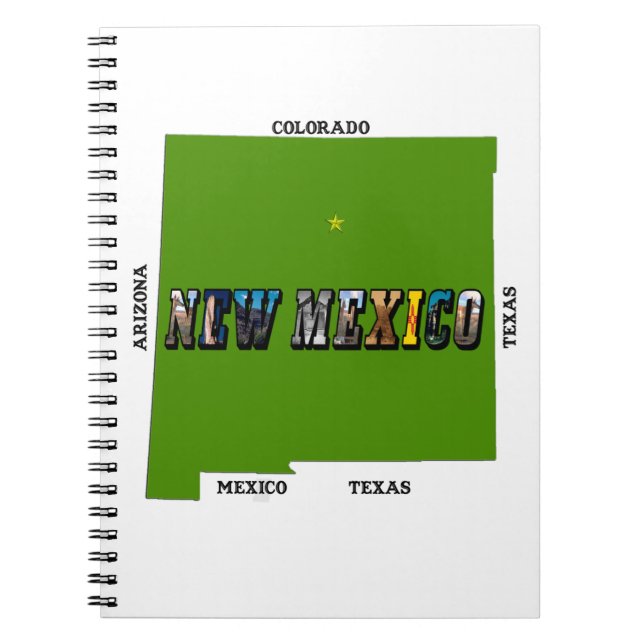 New Mexico Map Kontur Foto Text Notizblock (Vorderseite)