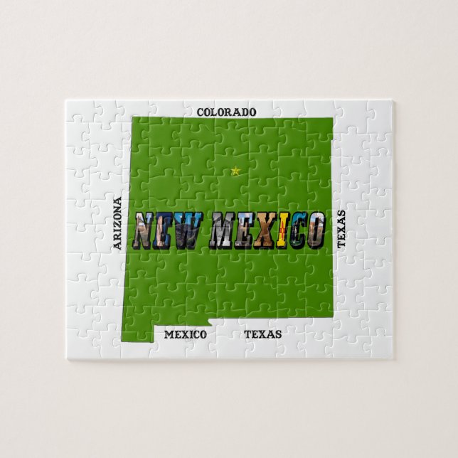 New Mexico Map Kontur Foto Text Puzzle (Horizontal)