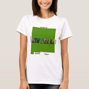 New Mexico Map Kontur Foto Text T-Shirt