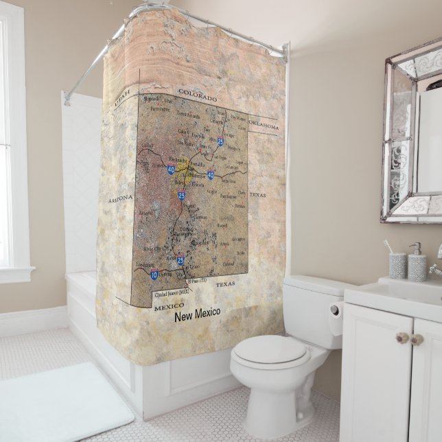 New Mexico Map Petroglyph Duschvorhang (Beispiel)