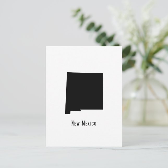 New Mexico Map - Schwarz und Weiß Modernes Mexiko Postkarte (Stehend Vorderseite)