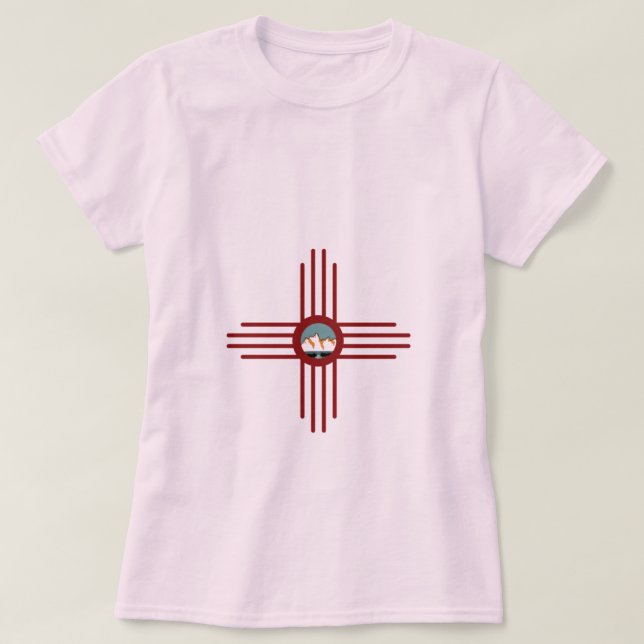 New Mexico NM Zia Indian Symbol Waterfall T-Shirt (Design vorne)
