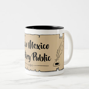 New Mexico Notary Public Scroll Feather Quill Zweifarbige Tasse