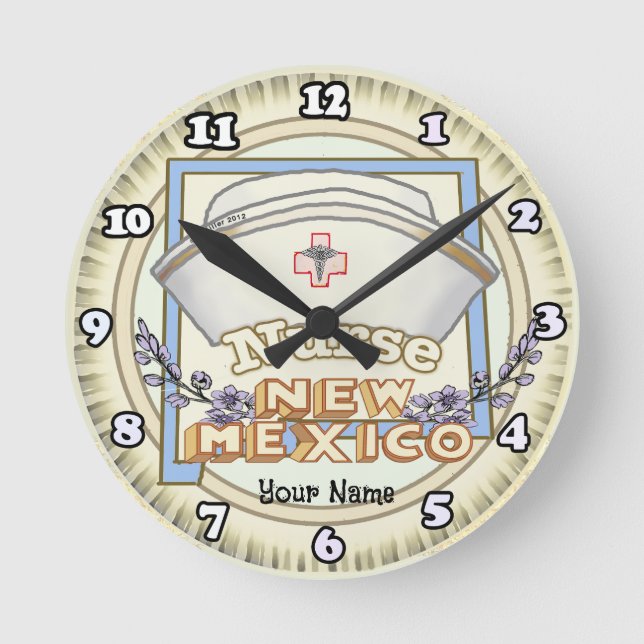 New Mexico Nurse Runde Wanduhr (Vorderseite)