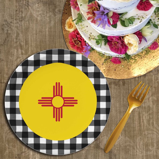 New Mexico Plate, Büffel kariert USA & Mexikanisch Pappteller (Von Creator hochgeladen)