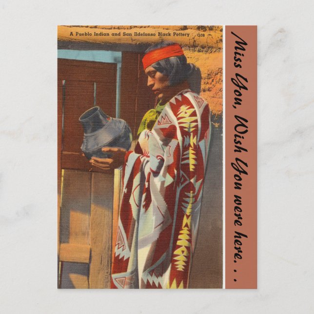 New Mexico, Pueblo Indian, San Ildefonso Pueblo Postkarte (Vorderseite)