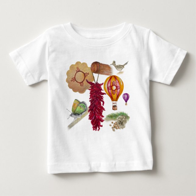 New Mexico Red Chile Pinõn Zia Hot Air Ballon Baby T-shirt (Vorderseite)