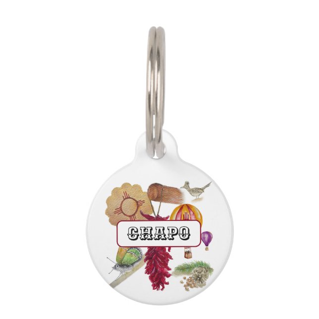 New Mexico Red Chile Pinõn Zia Hot Air Ballon Haustiermarke (Vorderseite)