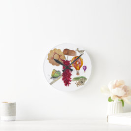 New Mexico Red Chile Pinõn Zia Hot Air Ballon Runde Wanduhr