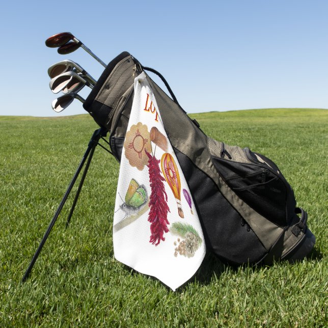 New Mexico Red Chile Pinõn Zia Hot Air Balloon  Golfhandtuch (Gras)