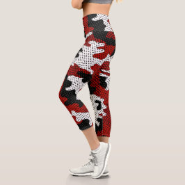 New Mexico Red & Silver Camo Printed Capri Leggings