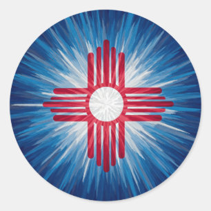 New Mexico Red White and Blue Runder Aufkleber