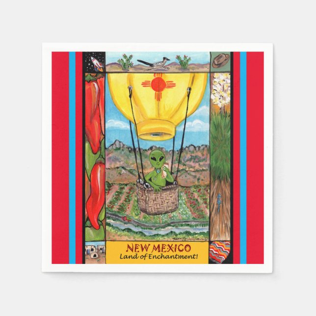 New Mexico Roswell Alien Funny Hot Air Ballon Zia Serviette (Vorderseite)