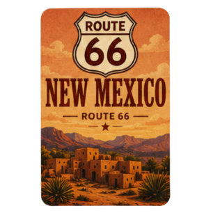 New Mexico Route 66 Adobe Sonnenuntergang Kunst Magnet